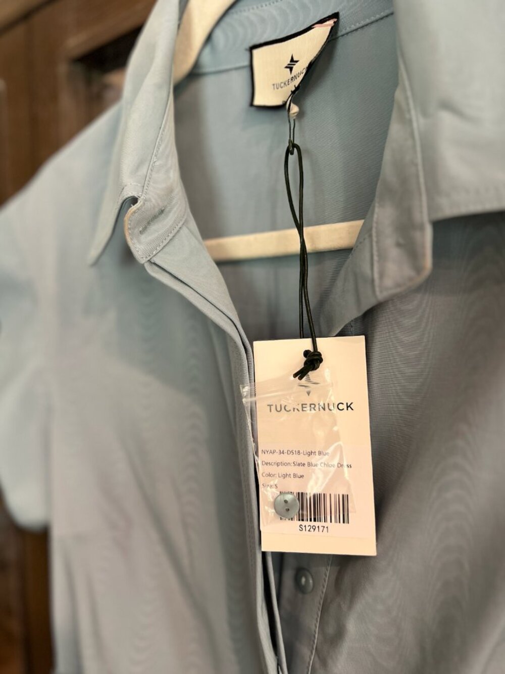 NWT Tuckernuck Slate Blue Chloe Dress | Size S | Belted Midi - Picture 3 of 6